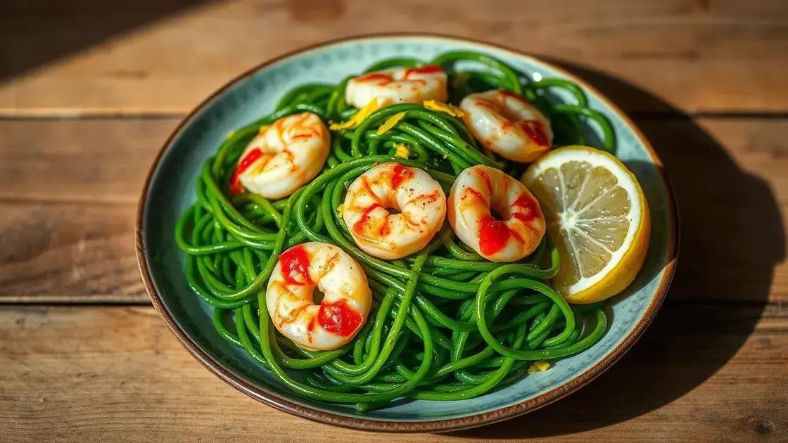 Descubra o macarrão de espirulina com camarão e limão